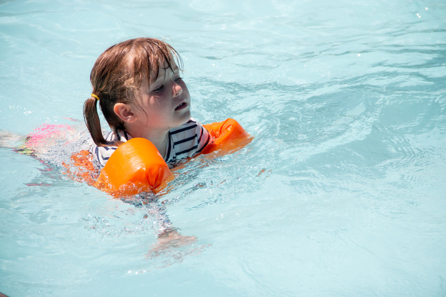First day of swimming at Harmon Pool